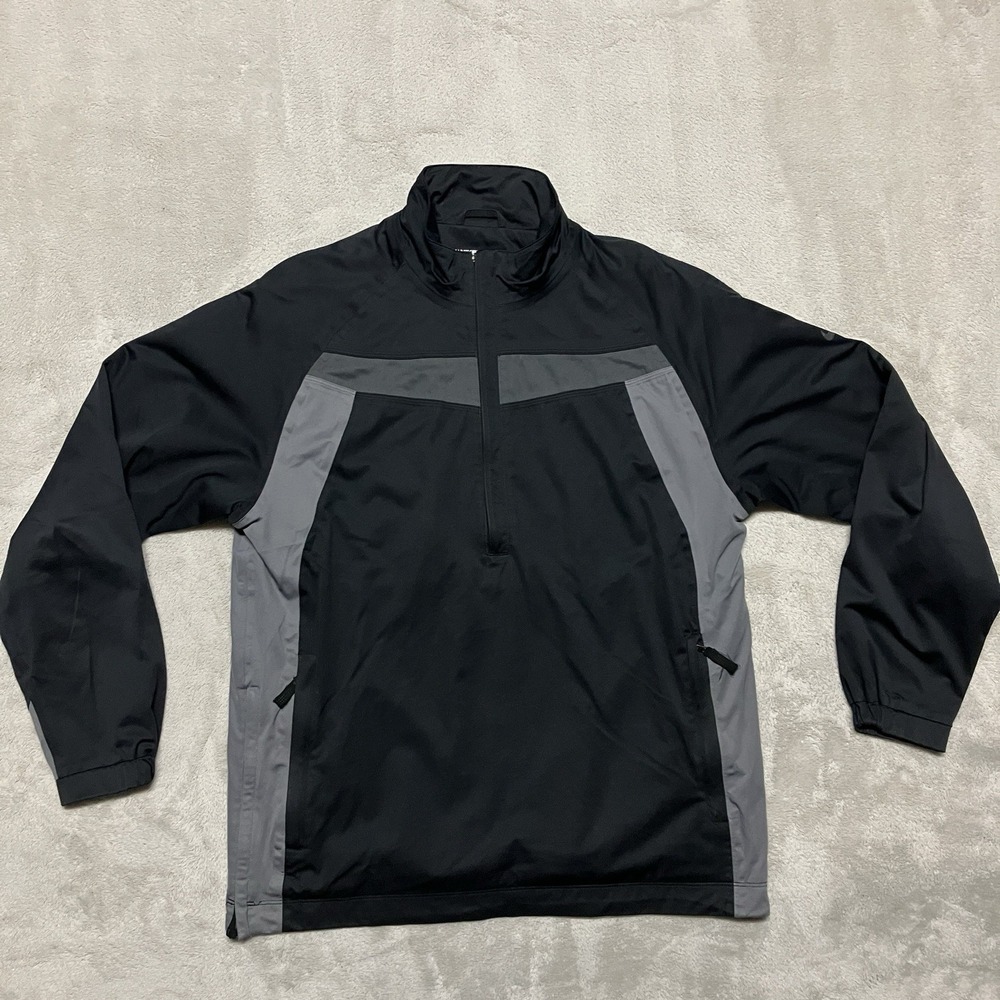 Nike Fit Storm Pullover Jacket Mens Medium Black 1/2 Zip Windbreaker Long Sleeve